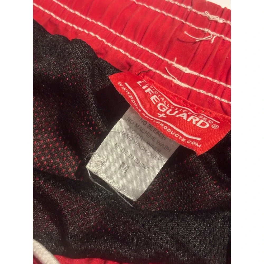 Lifeguard Swim Trunks Red White Men's Size Medium‎ Bathing Suit Summer